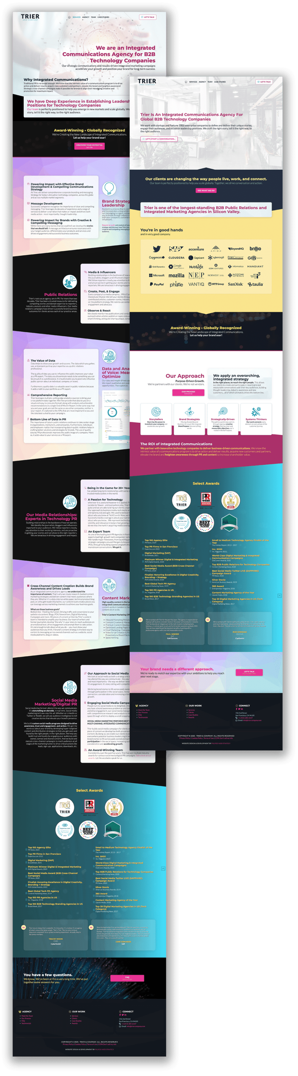 A colorful digital layout showcasing various sections, including information, charts, and contact details, organized in a visually appealing format.